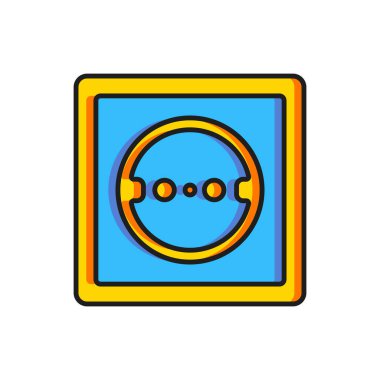 Renkli Elektrik çıkış simgesi beyaz arkaplanda izole edildi. Elektrik prizi. Rosette sembolü. Düz çizgili, gölgeli. Vektör.