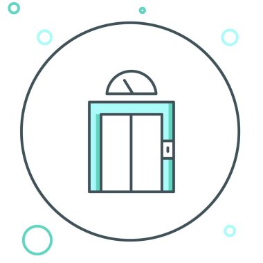 Çizgi kaldırma simgesi beyaz arkaplanda izole edildi. Asansör sembolü. Renkli taslak konsepti. Vektör.