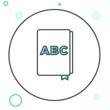 ABC satır simgesi beyaz arkaplanda izole edildi. Sözlük kitabı işareti. Alfabe kitabı simgesi. Renkli taslak konsepti. Vektör.