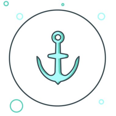 Çapa simgesi beyaz arkaplanda izole edildi. Renkli taslak konsepti. Vektör.