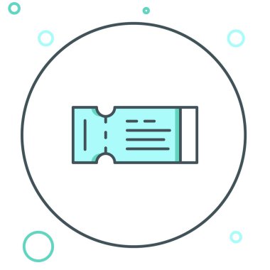 Line Airlines bilet ikonu beyaz arka planda izole edildi. Uçak bileti. Renkli taslak konsepti. Vektör.