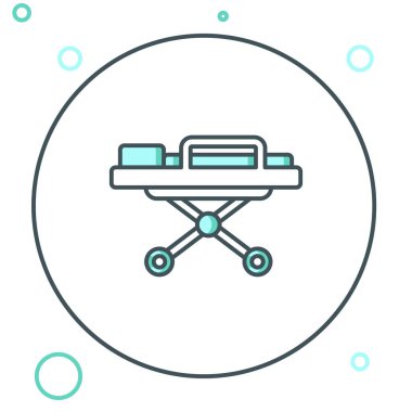 Çizgi Sedyesi simgesi beyaz arkaplanda izole edildi. Hastanenin tıbbi sedyesi. Renkli taslak konsepti. Vektör.