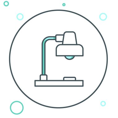 Çizgi Masa Lambası simgesi beyaz arkaplanda izole edildi. Renkli taslak konsepti. Vektör.