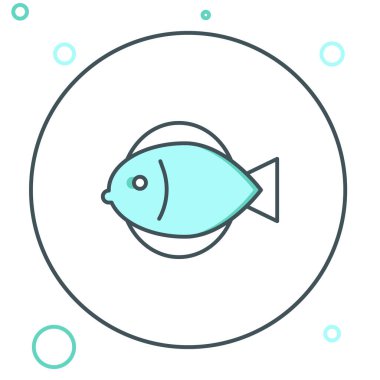 Line Fish simgesi beyaz arkaplanda izole edildi. Renkli taslak konsepti. Vektör.