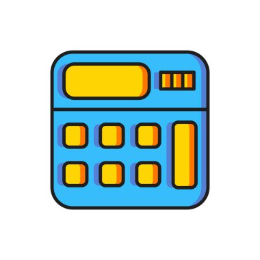 Renk Hesaplayıcı simgesi beyaz arkaplanda izole edildi. Muhasebe sembolü. İş hesaplamaları matematik eğitimi ve finans. Düz çizgili, gölgeli. Vektör.