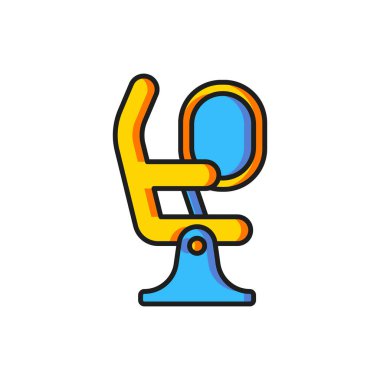 Renkli Uçak koltuğu simgesi beyaz arkaplanda izole edildi. Düz çizgili, gölgeli. Vektör.