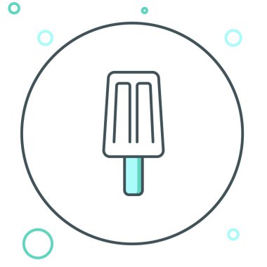 Beyaz arka planda izole edilmiş çizgi dondurma ikonu. Güzel sembol. Renkli taslak konsepti. Vektör.