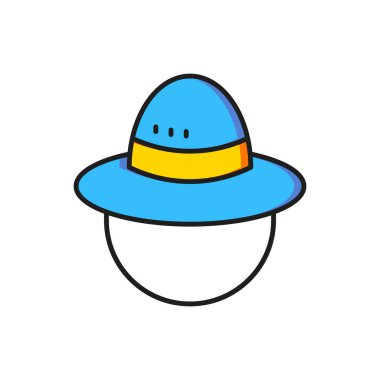 Renkli Kamp şapkası simgesi beyaz arkaplanda izole edildi. Plaj şapkası panaması. Avcılık, yürüyüş ve turizm için gezgin şapkası. Düz çizgili, gölgeli. Vektör.