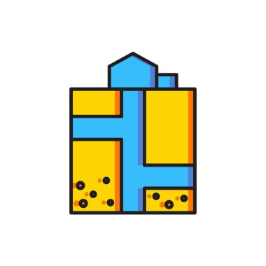 Renk Mayını giriş simgesi beyaz arkaplanda izole edildi. Düz çizgili, gölgeli. Vektör.