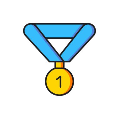 Beyaz arkaplanda renk madalyası simgesi izole edildi. Kazanan sembol. Düz çizgili, gölgeli. Vektör.