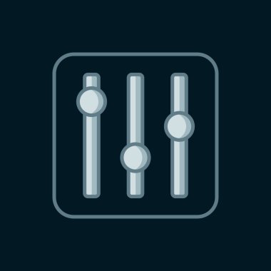 Hat Ses Karıştırıcı simgesi siyah arkaplanda izole edildi. DJ ekipman kaydırma düğmeleri. Konsol karıştırılıyor. Düz çizgili, gölgeli. Vektör.