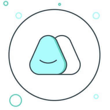 Pouf çizgisi simgesi beyaz arkaplanda izole edildi. Yumuşak sandalye. Koltuk için çanta. Rahat mobilya koltuğu. Renkli taslak konsepti. Vektör.