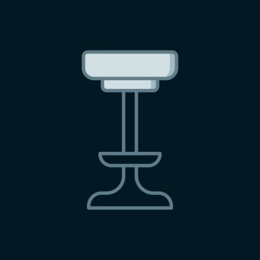 Çizgi Sandalyesi simgesi siyah arkaplanda izole edildi. Düz çizgili, gölgeli. Vektör.