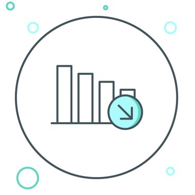 Çizgi Finansal büyüme azaltımı simgesi beyaz arka planda izole edildi. Gelirleri arttırıyorum. Renkli taslak konsepti. Vektör.