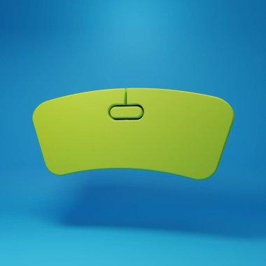 Mavi arkaplanda yeşil cam simgesi izole edildi. Minimalizm kavramı. 3 Boyutlu resimleme.