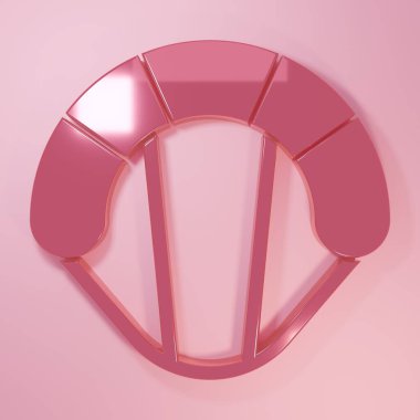 Pembe paraşüt simgesi pembe arkaplanda izole edilmiş. Olağanüstü bir spor. Spor malzemeleri. Minimalizm kavramı. 3 Boyutlu resimleme.