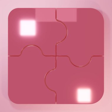 Pembe yapboz parçası pembe arka planda izole edilmiş. İş, pazarlama, finans, şablon, düzen, bilgi grafikleri, internet konsepti. Minimalizm kavramı. 3 Boyutlu resimleme.