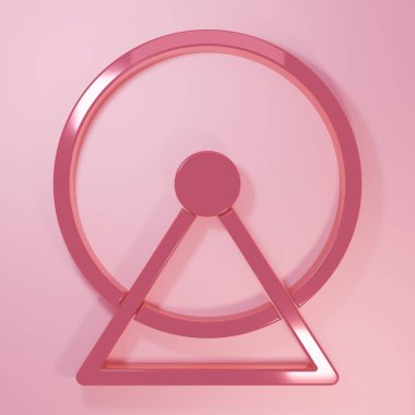 Pembe Hamster tekerleği ikonu pembe arka planda izole edilmiş. Kemirgenler için tekerlek. Evcil hayvan dükkanı. Minimalizm kavramı. 3 Boyutlu resimleme.