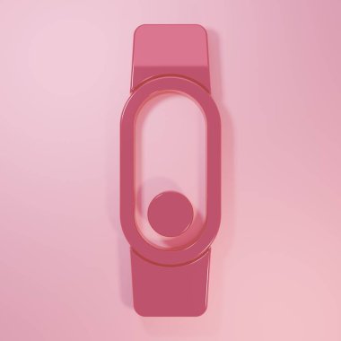 Pembe Smartwatch simgesi pembe arkaplanda izole edilmiş. Minimalizm kavramı. 3 Boyutlu resimleme.