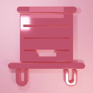 Pembe arka planda izole edilmiş arılar için Pembe Kovan. Arı kovanı sembolü. Apiary ve arı yetiştiriciliği. Tatlı doğal yemek. Minimalizm kavramı. 3 Boyutlu resimleme.