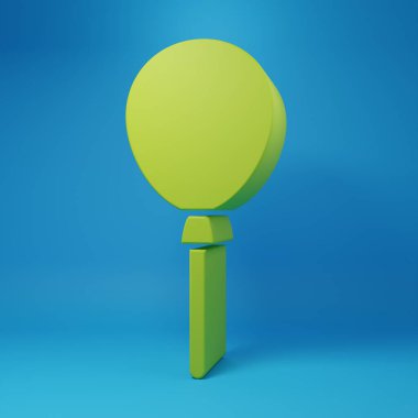 Green Balloons with ribbon icon isolated on blue background. Happy Easter. Minimalism concept. 3D render illustration.