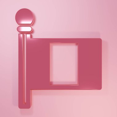 Pembe Bayrak İtalya simgesi pembe arka planda izole edildi. Minimalizm kavramı. 3 Boyutlu resimleme.