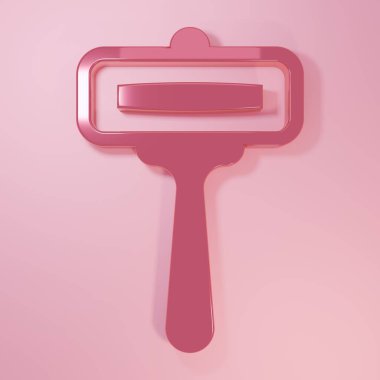 Pembe traş makinesi simgesi pembe arka planda izole edilmiş. Minimalizm kavramı. 3 Boyutlu resimleme.