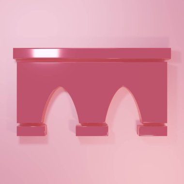 Pembe Köprü, pembe arka planda izole edilmiş tren ikonu. Minimalizm kavramı. 3 Boyutlu resimleme.