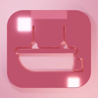 Pembe filika ikonu pembe arka planda izole edilmiş. Minimalizm kavramı. 3 Boyutlu resimleme.