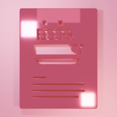 Pembe Yolcu gemisi simgesi pembe arka planda izole edildi. Seyahat turizmi deniz taşımacılığı. Yolcu gemisi, yolcu gemisi. Dünya çapında bir gezi. Minimalizm kavramı. 3 Boyutlu resimleme.