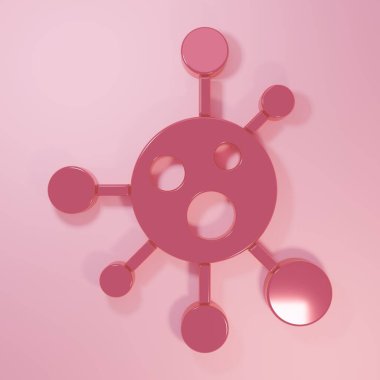 Pembe Molekül simgesi pembe arkaplanda izole edilmiş. Kimya moleküllerinin yapısı, fen öğretmenlerinin yenilikçi eğitim posteri. Minimalizm kavramı. 3 Boyutlu resimleme.