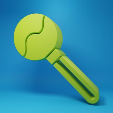 Yeşil lolipop simgesi mavi arkaplanda izole edildi. Yemek, lezzetli bir sembol. Mutlu Cadılar Bayramı Partisi. Minimalizm kavramı. 3 Boyutlu resimleme.