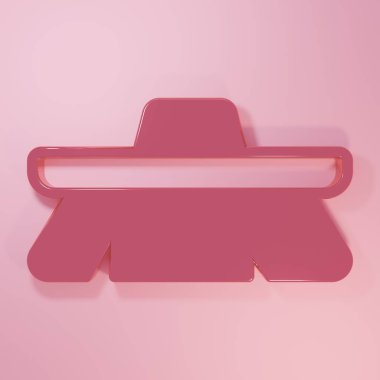 Pink Brush for cleaning icon isolated on pink background. Cleaning service concept. Minimalism concept. 3D render illustration.