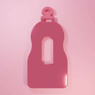 Pink Dishwashing liquid bottle icon isolated on pink background. Liquid detergent for washing dishes. Minimalism concept. 3D render illustration.