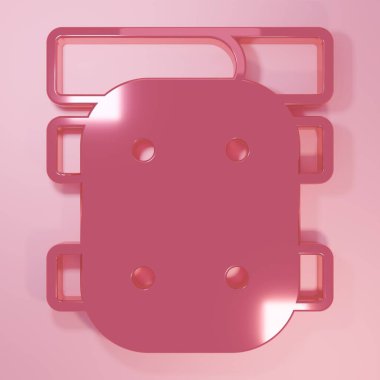 Pink Knee pads icon isolated on pink background. Extreme sport. Skateboarding, bicycle, roller skating protective gear. Minimalism concept. 3D render illustration.
