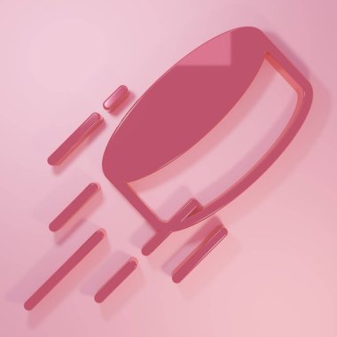 Pink Hockey puck icon isolated on pink background. Minimalism concept. 3D render illustration.