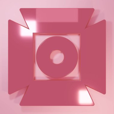 Pembe Film spot ışığı ikonu pembe arka planda izole edilmiş. Işık efekti. Sahne, Stüdyo, Gösteri. Minimalizm kavramı. 3 Boyutlu resimleme.