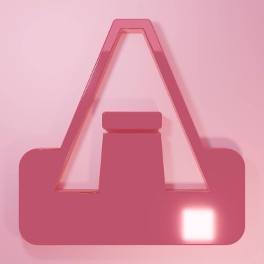 Pembe turist çadırı simgesi pembe arka planda izole edilmiş. Kamp sembolü. Minimalizm kavramı. 3 Boyutlu resimleme.