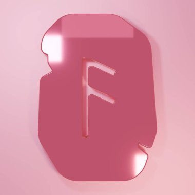 Pembe Sihirli Rün simgesi pembe arka planda izole edilmiş. Rune taşı. Minimalizm kavramı. 3 Boyutlu resimleme.
