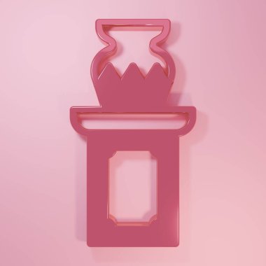 Pink Auction ancient vase icon isolated on pink background. Auction bidding. Sale and buyers. Minimalism concept. 3D render illustration.