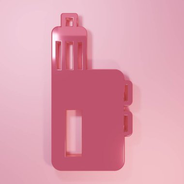 Pembe Vape mod aygıt simgesi pembe arkaplanda izole edildi. Tüttürme aleti. Buharlaştırıcı Cihaz. Minimalizm kavramı. 3 Boyutlu resimleme.