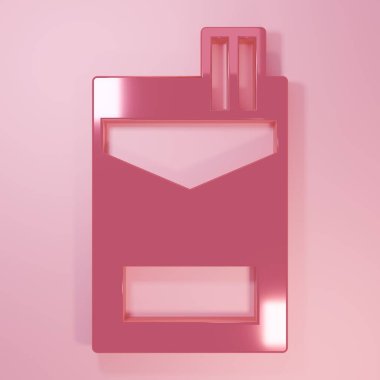 Pembe Sigara paket kutusu simgesi pembe arka planda izole edilmiş. Sigara paketleri. Minimalizm kavramı. 3 Boyutlu resimleme.