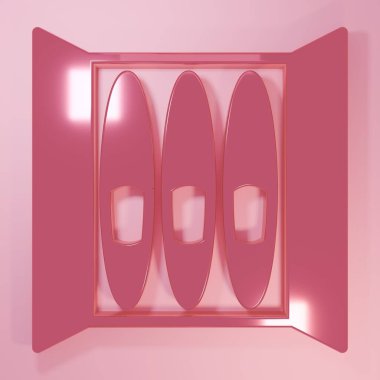 Pembe Puro ikonu pembe arka planda izole edilmiş. Minimalizm kavramı. 3 Boyutlu resimleme.