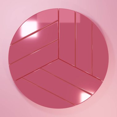 Pembe voleybol ikonu pembe arka planda izole edilmiş. Spor malzemeleri. Minimalizm kavramı. 3 Boyutlu resimleme.