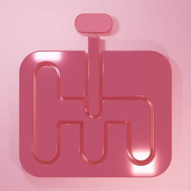 Pembe Dişli Şekil Değiştiren simgesi pembe arkaplanda izole edilmiş. İletişim simgesi. Minimalizm kavramı. 3 Boyutlu resimleme.