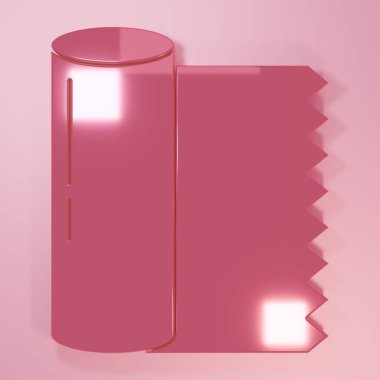 Pembe tekstil kumaş rulo ikonu pembe arka planda izole edilmiş. Yuvarlan, paspas, halı, halı, halı ya da kağıt rulo ikonu. Minimalizm kavramı. 3 Boyutlu resimleme.