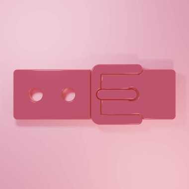 Pembe arka planda isim etiketi simgesi olan pembe yakalı. Evcil hayvanlar için basit malzemeler. Kedi köpek bakımı. Evcil hayvan zincirleri. Minimalizm kavramı. 3 Boyutlu resimleme.