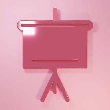 Pembe karton tahta simgesi pembe arkaplanda izole edilmiş. Okul karatahtası. Minimalizm kavramı. 3 Boyutlu resimleme.