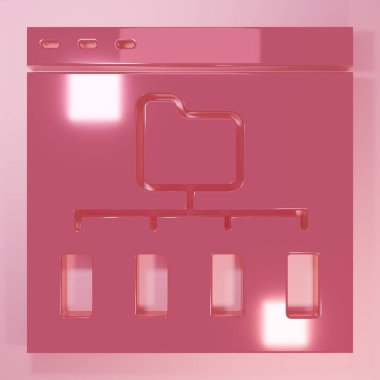 Pembe Tarayıcı dosya simgesi pembe arkaplanda izole edildi. Minimalizm kavramı. 3 Boyutlu resimleme.