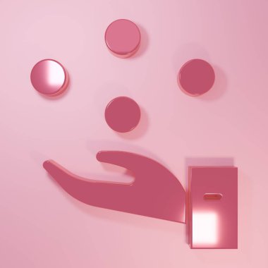 Pink Juggling ball icon isolated on pink background. Minimalism concept. 3D render illustration.